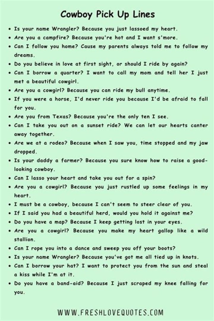A Comprehensive Guide To Cowboy Pick Up Lines