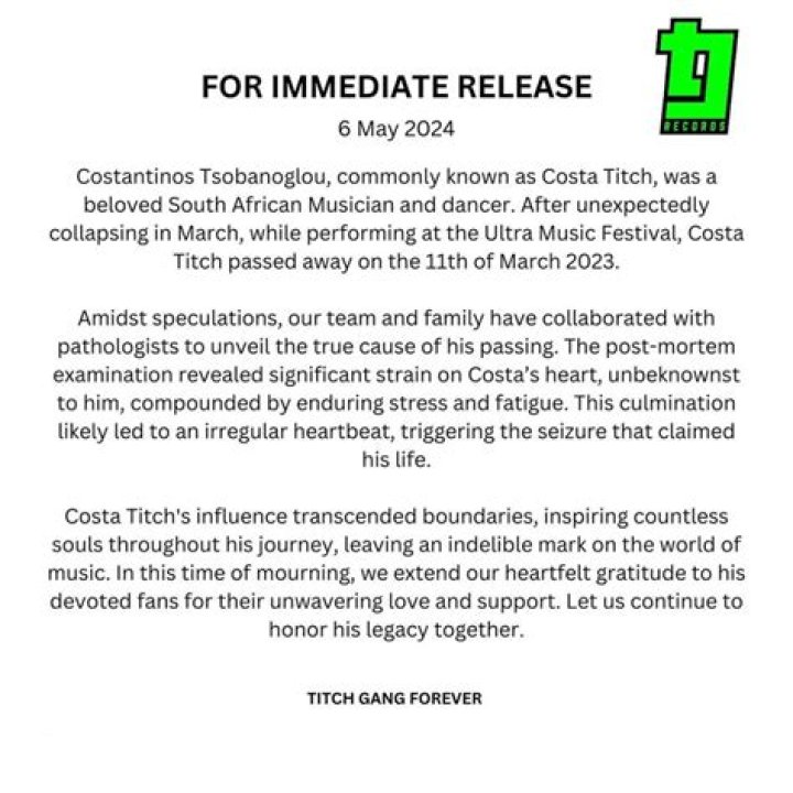 Costa Titch Autopsy